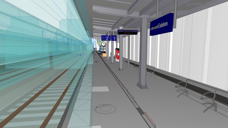 BIM-Visualisierung Bahnhof Eisleben Hausbahnsteig