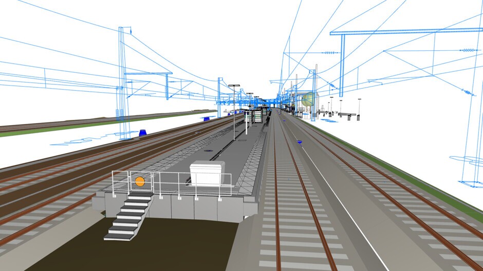 BIM-Visualisierung Bahnhof Eisleben Mittelbahnsteig