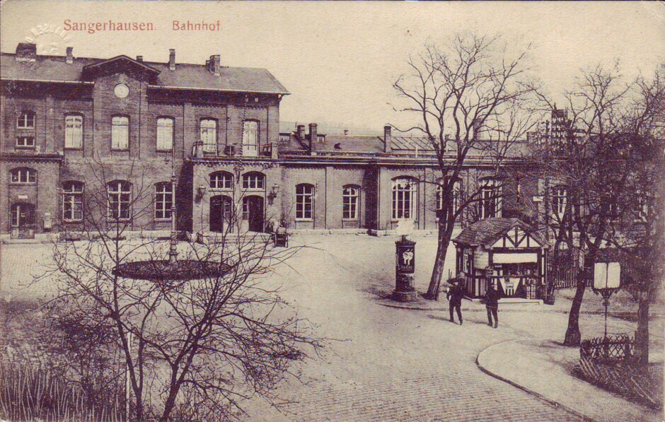Bahnhofsgebäude Sangerhausen 1915 Postkarte