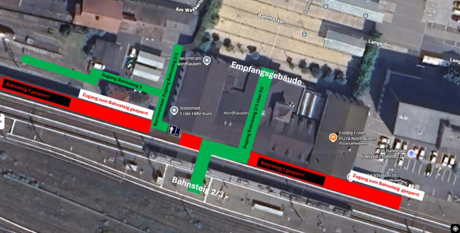 Wegeleitung Bahnhof Nordhausen